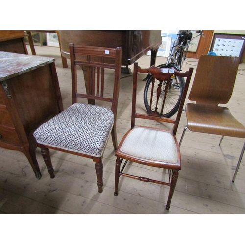 1697 - TWO EDWARDIAN SINGLE CHAIRS WITH UPHOLSTERED SEATS