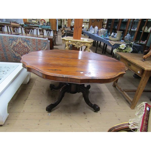 1708 - 19C ROSEWOOD SERPENTINE PEDESTAL BREAKFAST TABLE, 152CM W, 74CM H