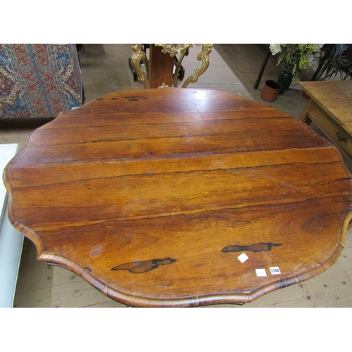 1708 - 19C ROSEWOOD SERPENTINE PEDESTAL BREAKFAST TABLE, 152CM W, 74CM H