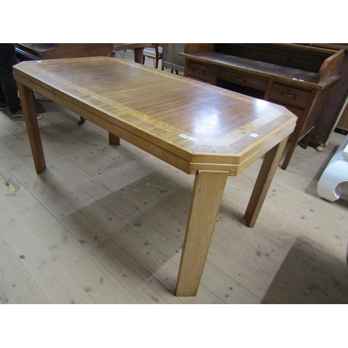 1711 - ART DECO PERIOD CROSS BANDED WALNUT DINING TABLE, 153CM W, 77CM H