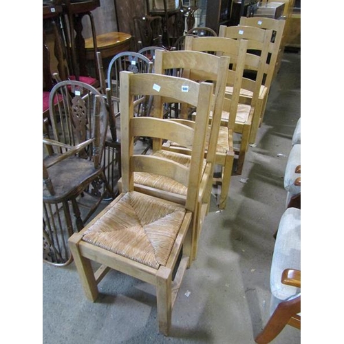 580 - FIVE LADDER BACK CHAIRS