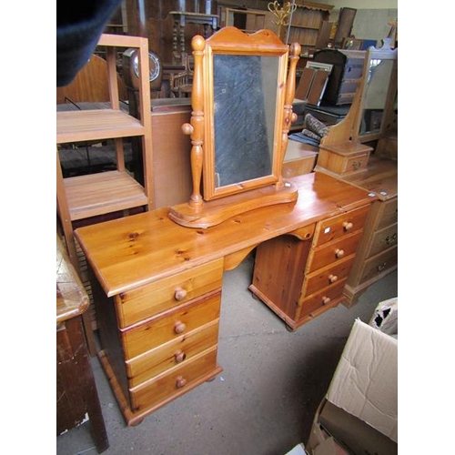 693 - PINE DRESSING TABLE AND A SWING MIRROR