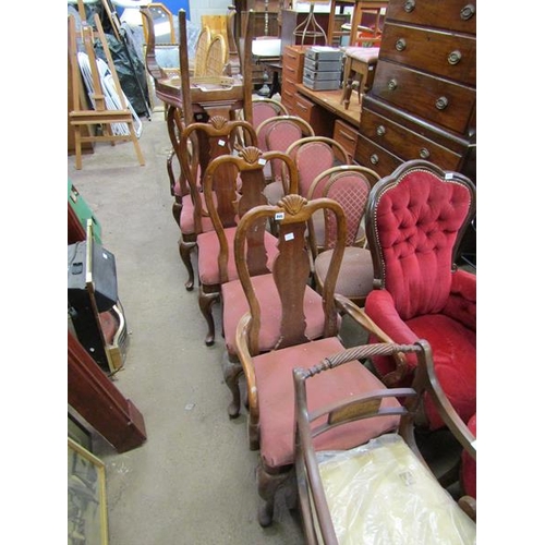 845 - SIX QUEEN ANN STYLE DINING CHAIRS