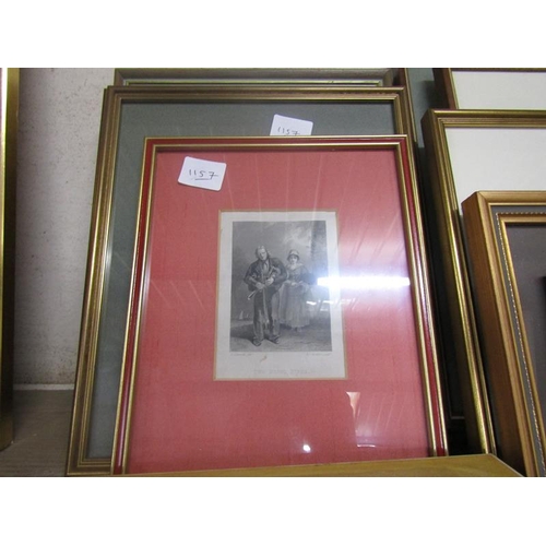 136 - COLLECTION OF FRAMED PRINTS,  ANTIQUE ENGRAVINGS, WATERCOLOURS ETC