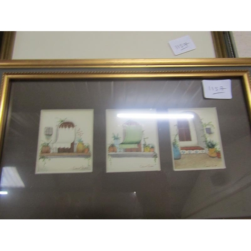 136 - COLLECTION OF FRAMED PRINTS,  ANTIQUE ENGRAVINGS, WATERCOLOURS ETC