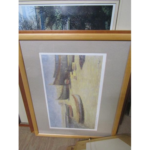 142 - FRAMED PRINTS, WATERCOLOURS ETC