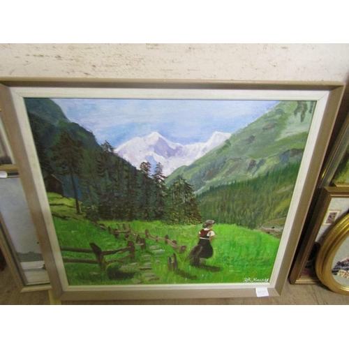 145 - FRAMED OILS AND WATERCOLOURS