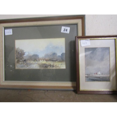 24 - FRAMED WATERCOLOURS - COASTAL AND COUNTRY SCENES