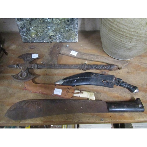 57 - KUKRI KNIVES; AXES ETC