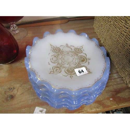 64 - VICTORIAN OPAQUE GLASS AND GILTED PLATES