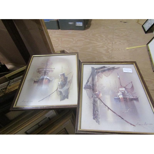 156 - BOX OF FRAMED WATERCOLOURS AND PRINTS