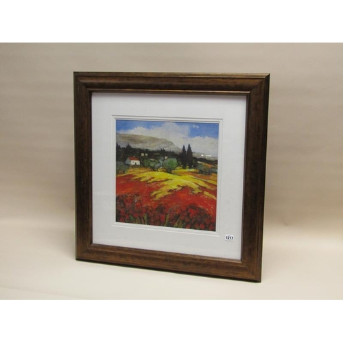 1217 - GAINFORD - TUSCAN LANDSCAPE, SIGNED OIL ON CANVAS, F/G, 40CM X 40CM