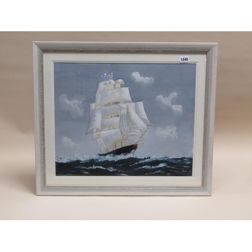 1245 - PRICE 02 - CUTTER IN FULL SAIL, SIGNED WATERCOLOUR, F/G, 44CM X 54CM