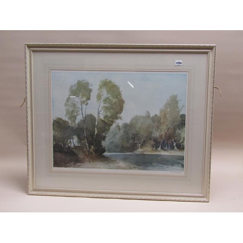 1254 - WILLIAM RUSSELL FLINT - RIVERSCAPE, SIGNED COLOURED PRINT, 50CM X 68CM