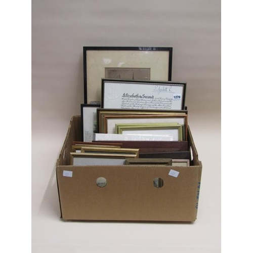 1270 - BOX OF MISC. PICTURES AND PRINTS