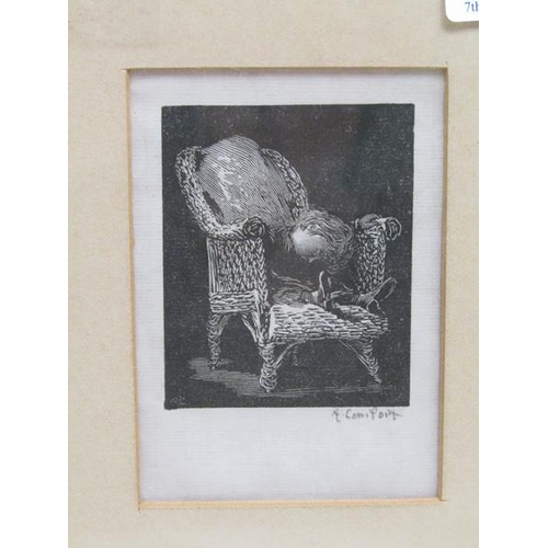 1273 - A COMFORT - TWO F/G B&W ENGRAVINGS - YOUNG CHILD ASLEEP & CHILD PRAYING, EACH APPROX 9CM X 6.5CM