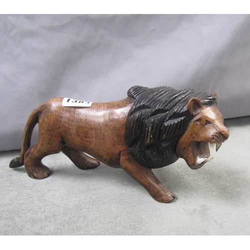 1383 - CARVED WOODEN LION