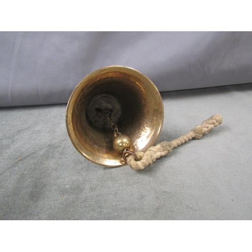 1391 - SMALL BRASS SHIPS BELL - 17cms H