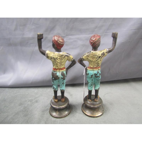 1426 - PAIR OF CAST BRONZED AND PAINTED BLACKAMOOR TYPE FIGURES, 25CM H