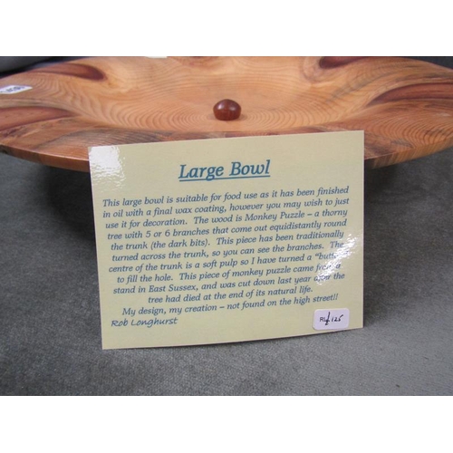 1430 - ROB LONGHURST LARGE TURNED WOODEN BOWL, 49CM DIAM