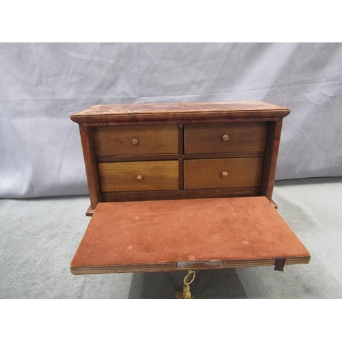 1458 - LEATHER BOUND JEWELLERY CHEST, 30CM W