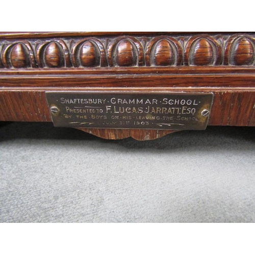 1459 - LATE VOICTORIAN OAK CASED MANTEL CLOCK, 41CM H