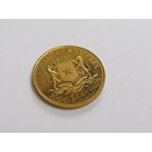 1517 - DUCHESS OF WINDSOR 2001, 1000 SHILLING 9CT GOLD PIECE, REPUBLIC OF SOMALIA