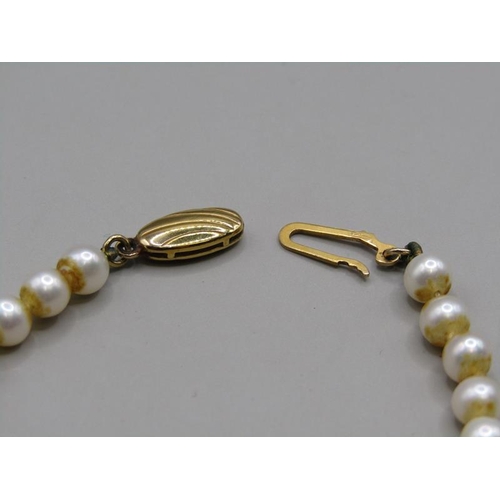 1539 - STRING OF PEARL BEADS WITH GOLD CLASP