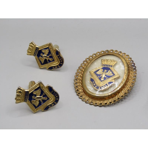 1541 - SMALL COLLECTION OF GILT METAL COSTUME JEWELLERY INC. CUFFLINKS