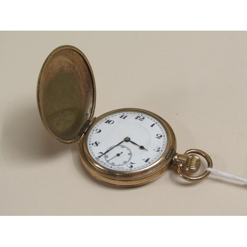 1551 - DENNISON STAR GILT METAL HUNTER POCKET WATCH TOGETHER WITH A SOVEREIGN CASE