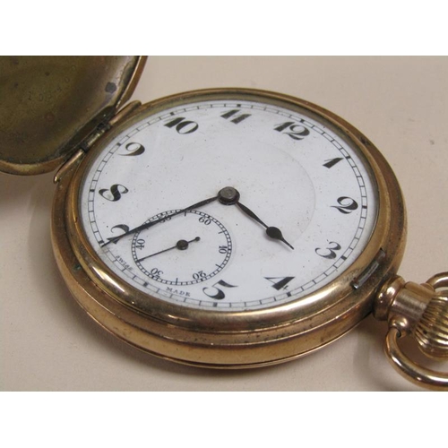 1551 - DENNISON STAR GILT METAL HUNTER POCKET WATCH TOGETHER WITH A SOVEREIGN CASE