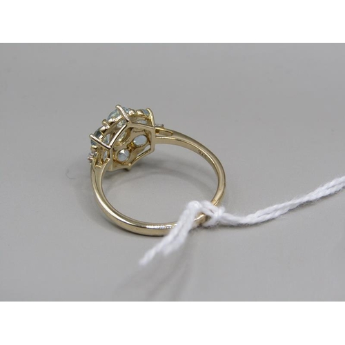 1611 - GOLD AQUAMARINE CLUSTER SET RING