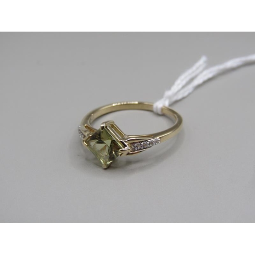 1612 - GOLD CSARITE AND WHITE TOPAZ SET RING, SIZE N