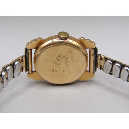 1620 - SULLY SPECIAL LADIES 18CT GOLD WRISTWATCH MOVEMENT WITH A GILT METAL STRAP