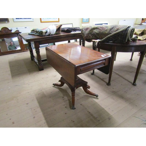 1970 - 19c MAHOGANY TWIN FLIP PEDESTAL SOFA TABLE 91 x 72 cms