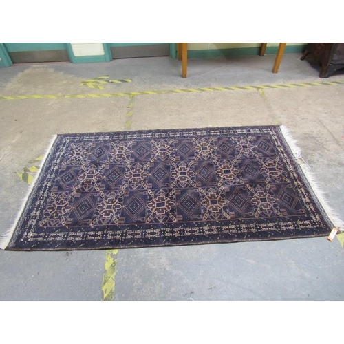 1973 - ORIENTAL BLUE GROUND PATTERNED RUG 116 X 217 cms