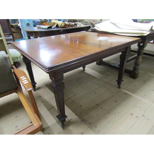 1974 - LATE 19/EARLY 20c MAHOGANY EXTENDING DINING TABLE ON SQUARE FORMED TAPERING LEGS 182 x 74 cms H - WI... 