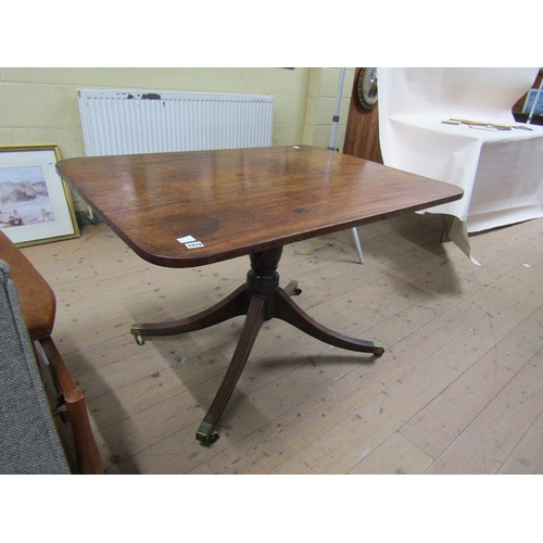 1979 - LATE GEORGIAN MAHOGANY RECTANGULAR FOLD OVER PEDESTAL BREAKFAST TABLE 112 x 71 cms