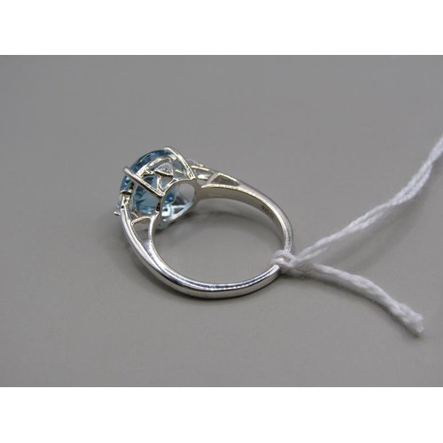 1617 - SILVER BLUE TOPAZ SET RING, SIZE N 1/2