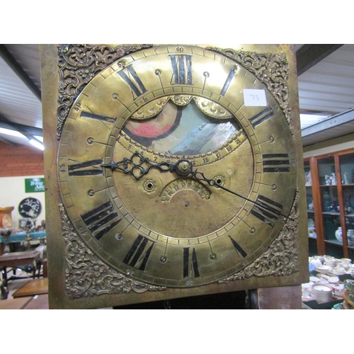 1257 - BLUE PAINTED LONGCASE CLOCK