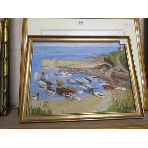 147 - LIMITED EDITION PRINT AND ONE OIL ON BOARD OF A COASTAL SCENE