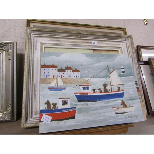 151 - COLLECTION OF PRINTS AND OILS M BONFIELD COASTAL SCENES