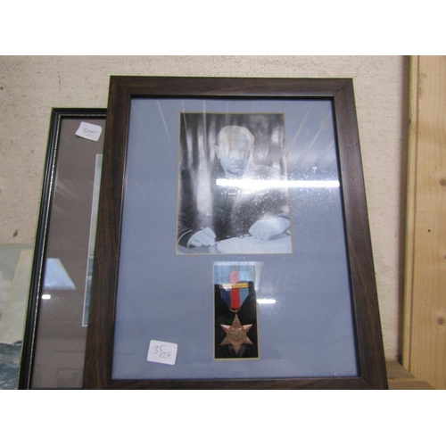 155 - FRAMED WATERCOLOURS, MILITARY, COASTAL AND MEMORABILIA