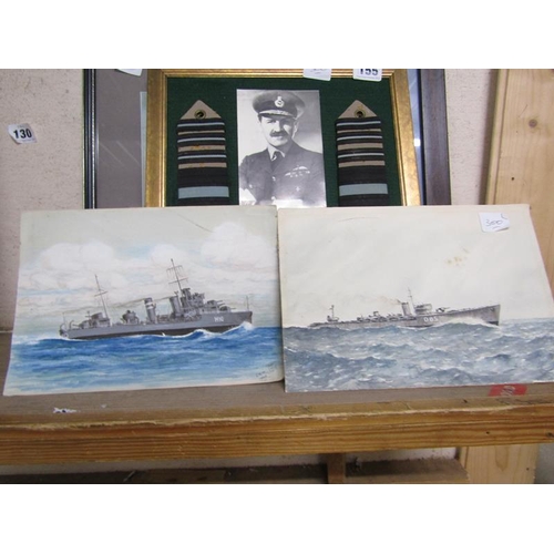 155 - FRAMED WATERCOLOURS, MILITARY, COASTAL AND MEMORABILIA