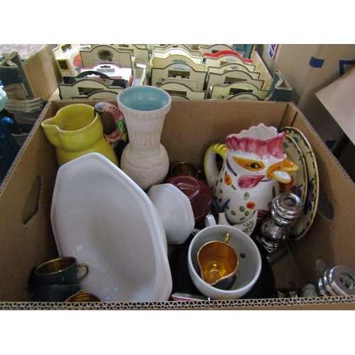 176 - BOX OF MIXED CERAMICS - TEAWARES, JUGS ETC