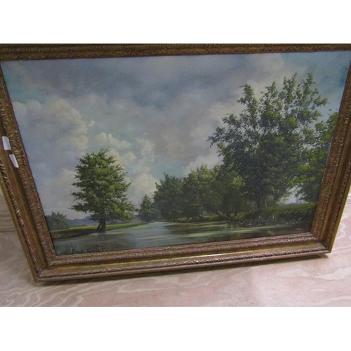 178 - FRAMED OIL ON CANVAS - VALE OF DENHAM BY DONALD AYRES