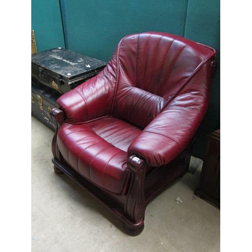 1009 - RED LEATHER ARMCHAIR