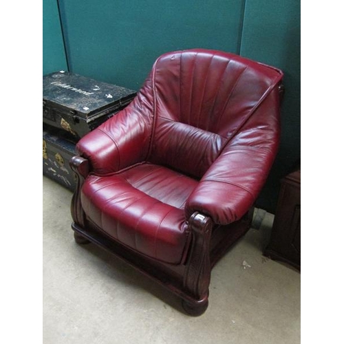 1009 - RED LEATHER ARMCHAIR