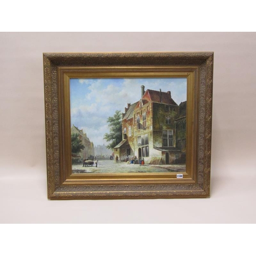 1100 - BEEKHOUT - DUTCH 19C STREET SCENE, SIGNED OIL ON CANVAS, FRAMED, 49CM X 60CM