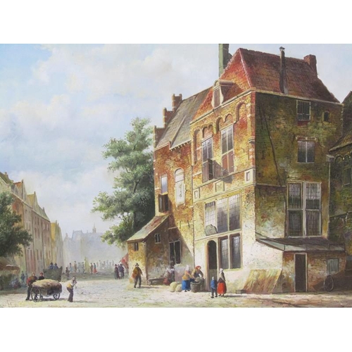 1100 - BEEKHOUT - DUTCH 19C STREET SCENE, SIGNED OIL ON CANVAS, FRAMED, 49CM X 60CM